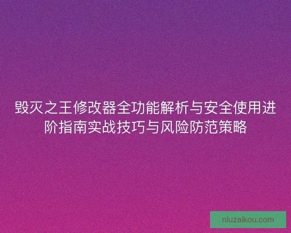 毁灭之王修改器全功能解析与安全使用进阶指南实战技巧与风险防范策略
